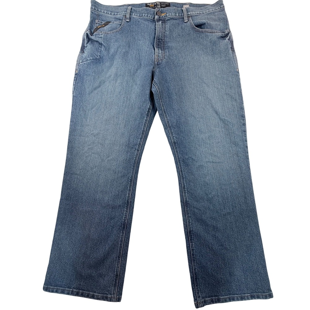 Rebar M4 Jeans Mens 42x30 Relaxed DuraStretch Boot Cut Workwear Blue